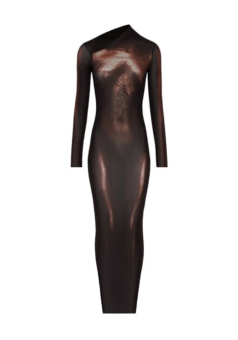 abito lungo asymetric collar donna nero e marrone JEAN PAUL GAULTIER | 25/04-W-DR051-M010P0060